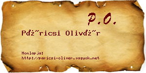 Páricsi Olivér névjegykártya